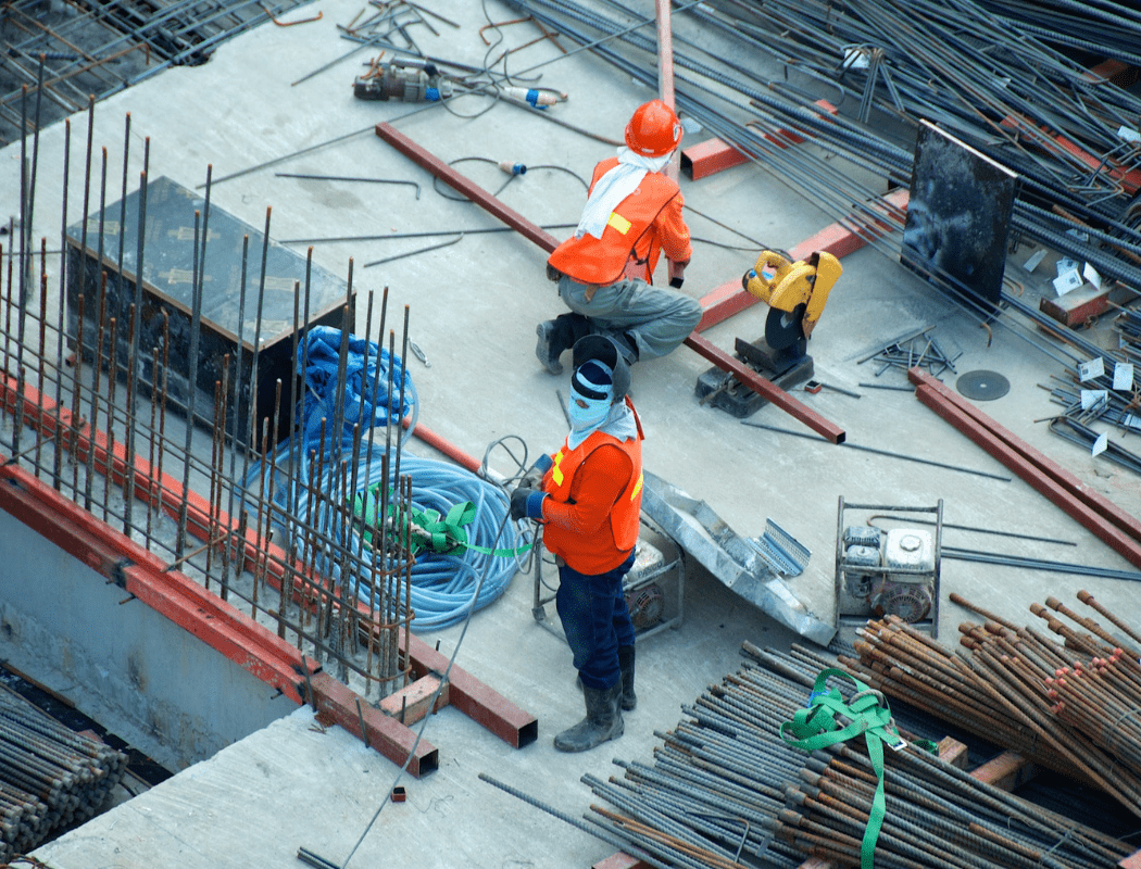 Construction workers at the site